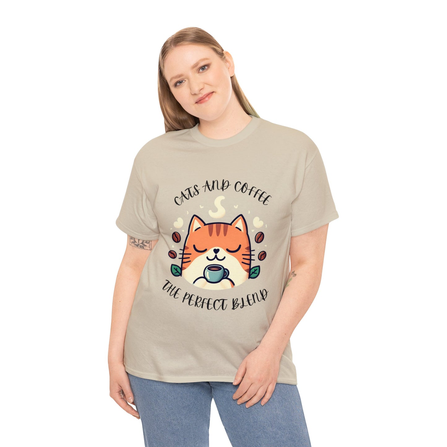 Cats and Coffee the Perfect Blend Unisex Cotton T-Shirt  