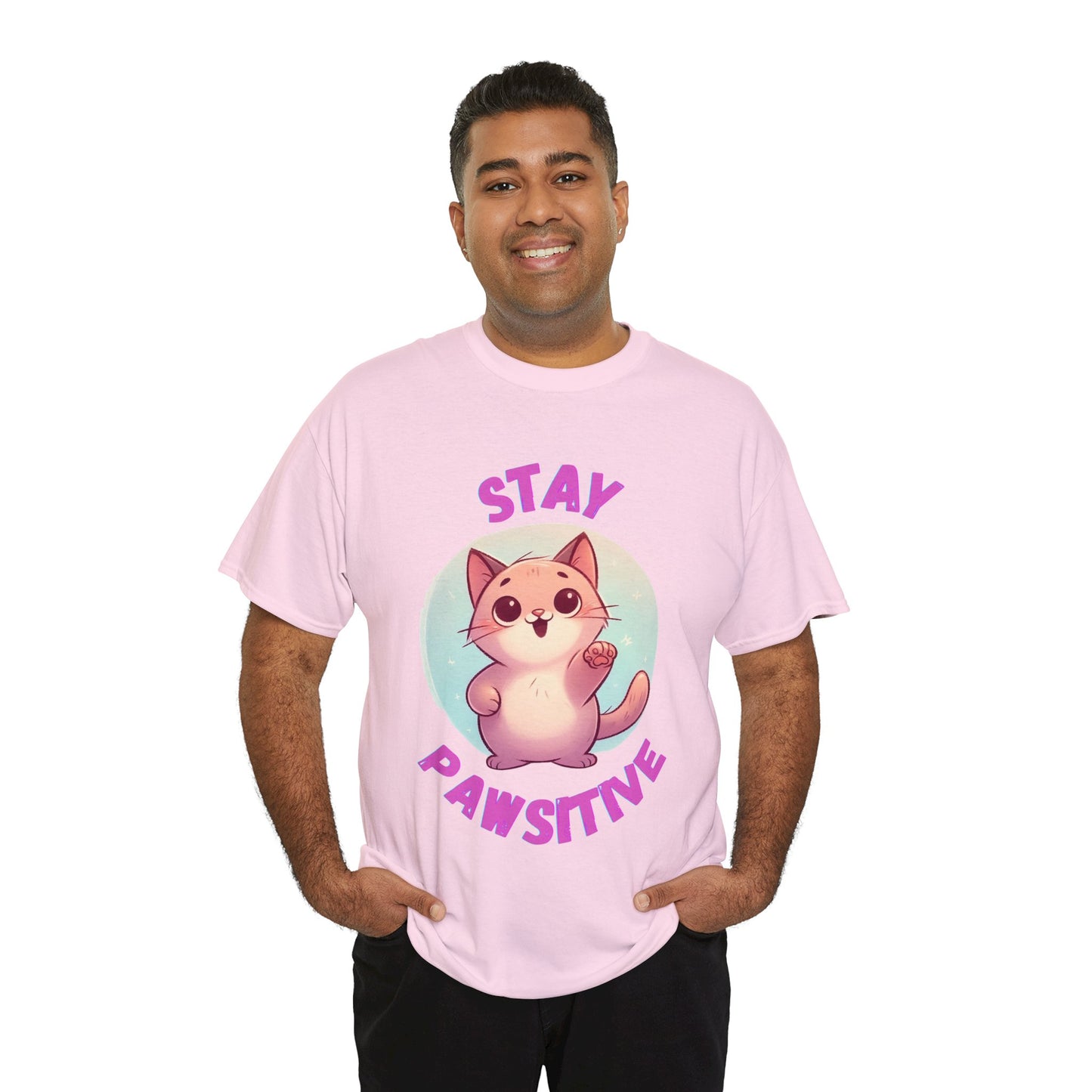 Stay Pawsitive, Unisex Heavy Cotton T-Shirt