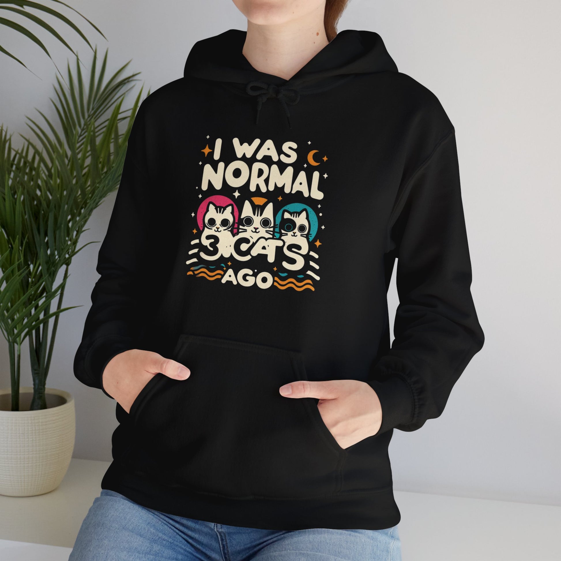 I Was Normal 3 Cats Ago Unisex Heavy Blend Hoodie