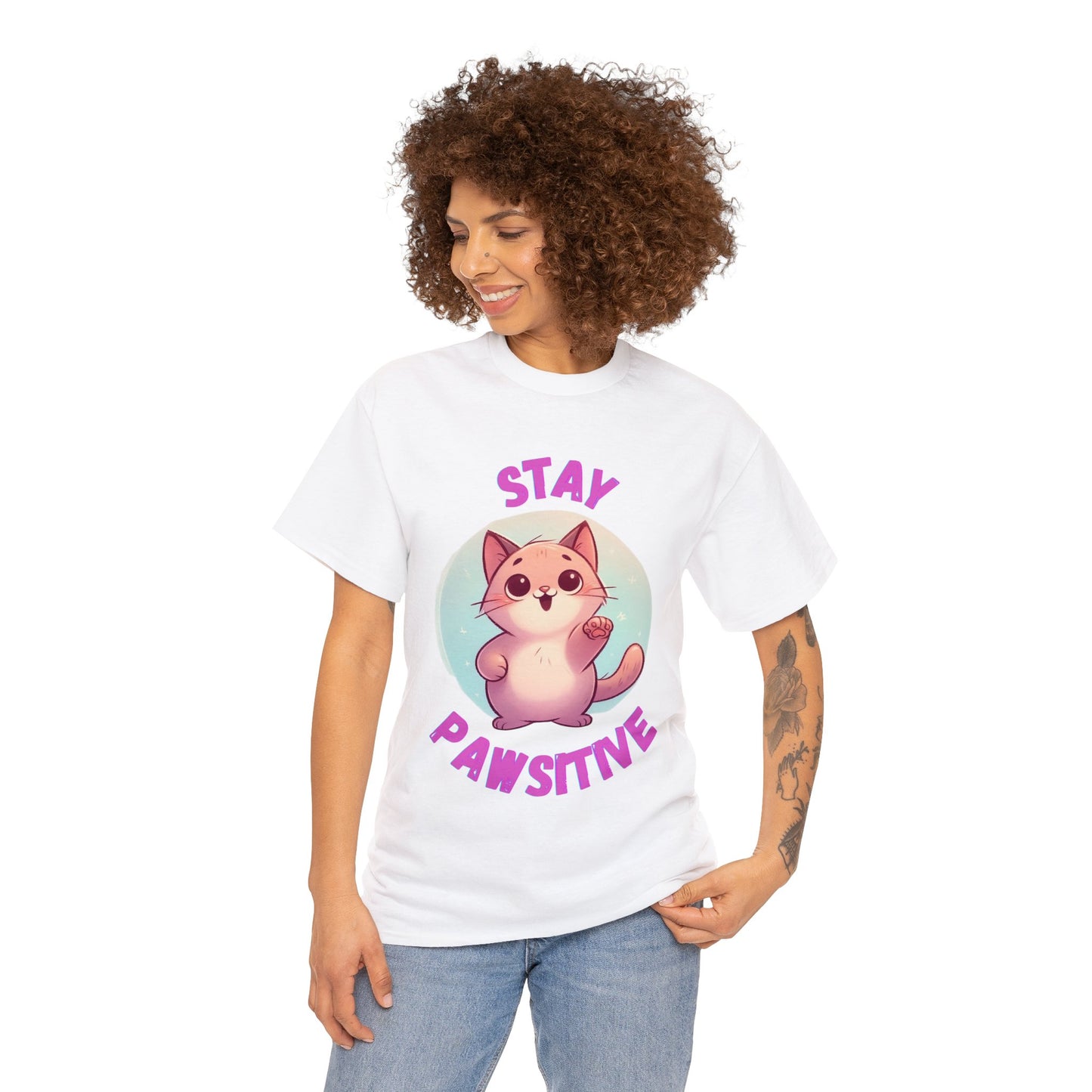 Stay Pawsitive Unisex Cotton T-Shirt