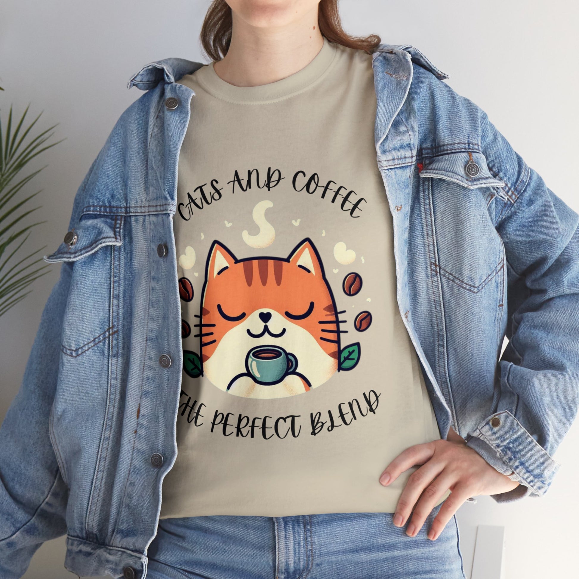 Cats and Coffee the Perfect Blend Unisex Cotton T-Shirt  