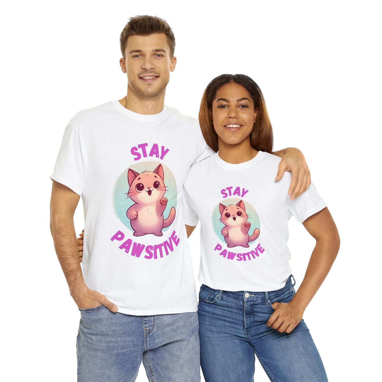 Stay Pawsitive Unisex Cotton T-Shirt