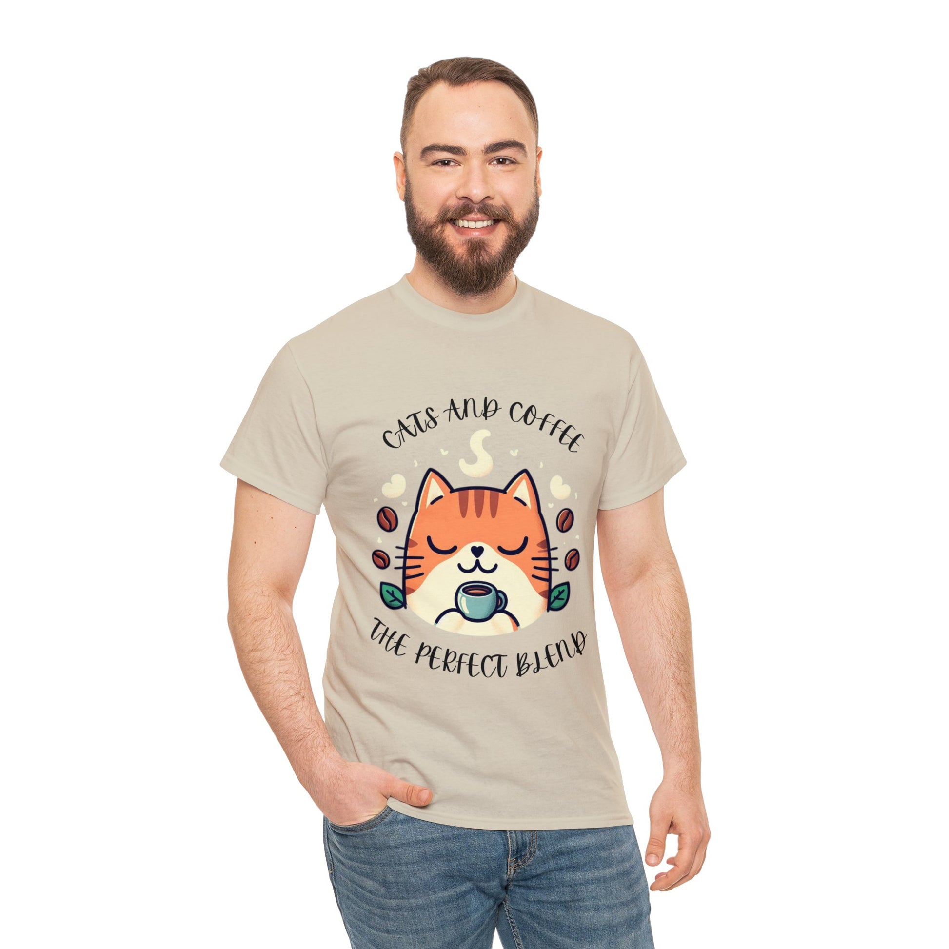 Cats and Coffee the Perfect Blend Unisex Cotton T-Shirt  