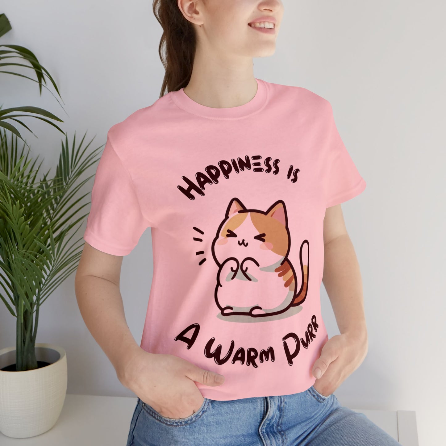 Happiness is a Warm Purr, Unisex Jersey -Shirt