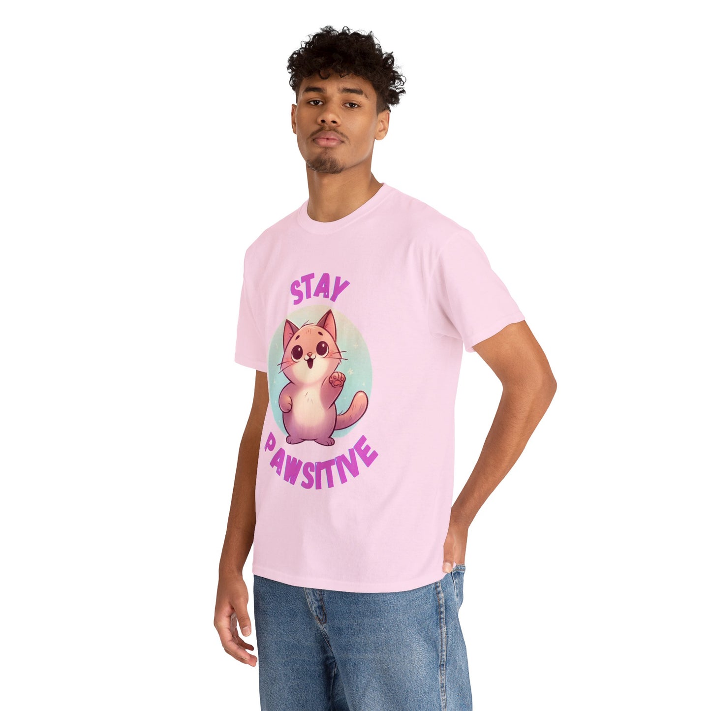 Stay Pawsitive, Unisex Heavy Cotton T-Shirt