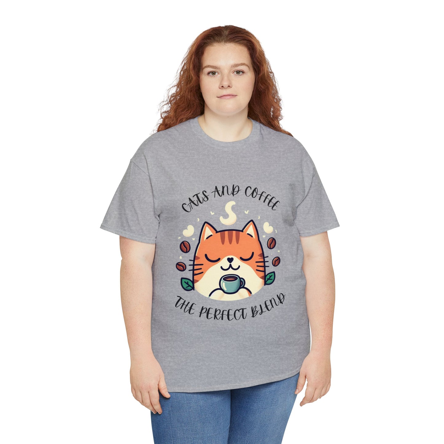 Cats and Coffee the Perfect Blend, Unisex Heavy Cotton T-Shirt