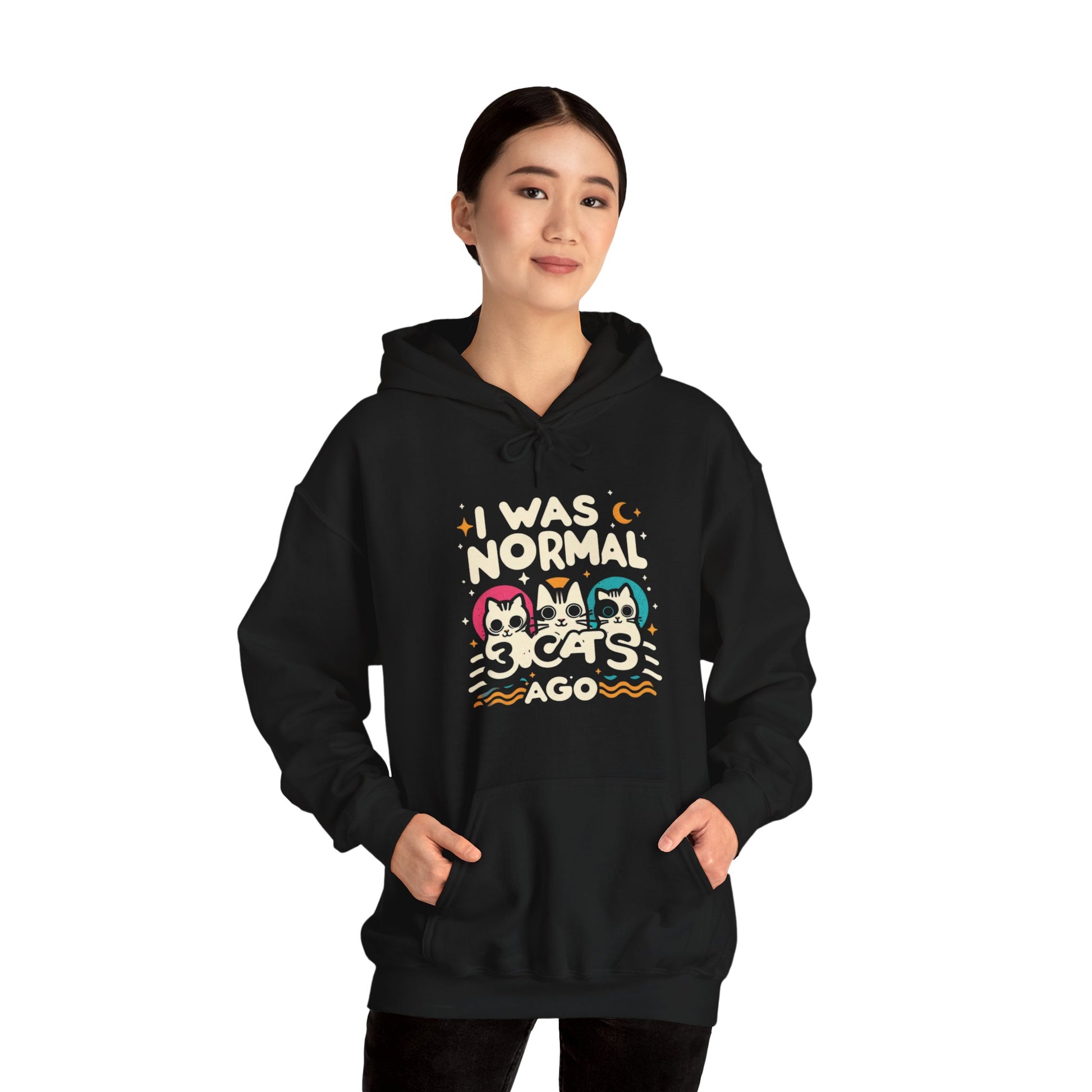 I Was Normal 3 Cats Ago Unisex Heavy Blend Hoodie