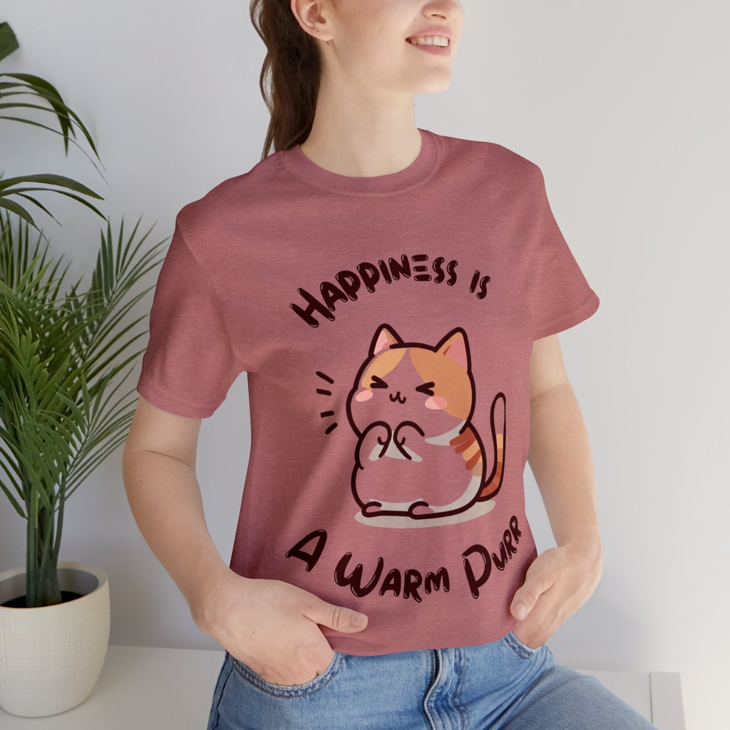 Happiness is a Warm Purr, Unisex Jersey T-Shirt