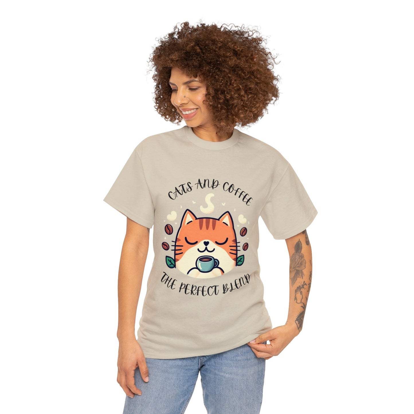 Cats and Coffee the Perfect Blend Unisex Cotton T-Shirt  