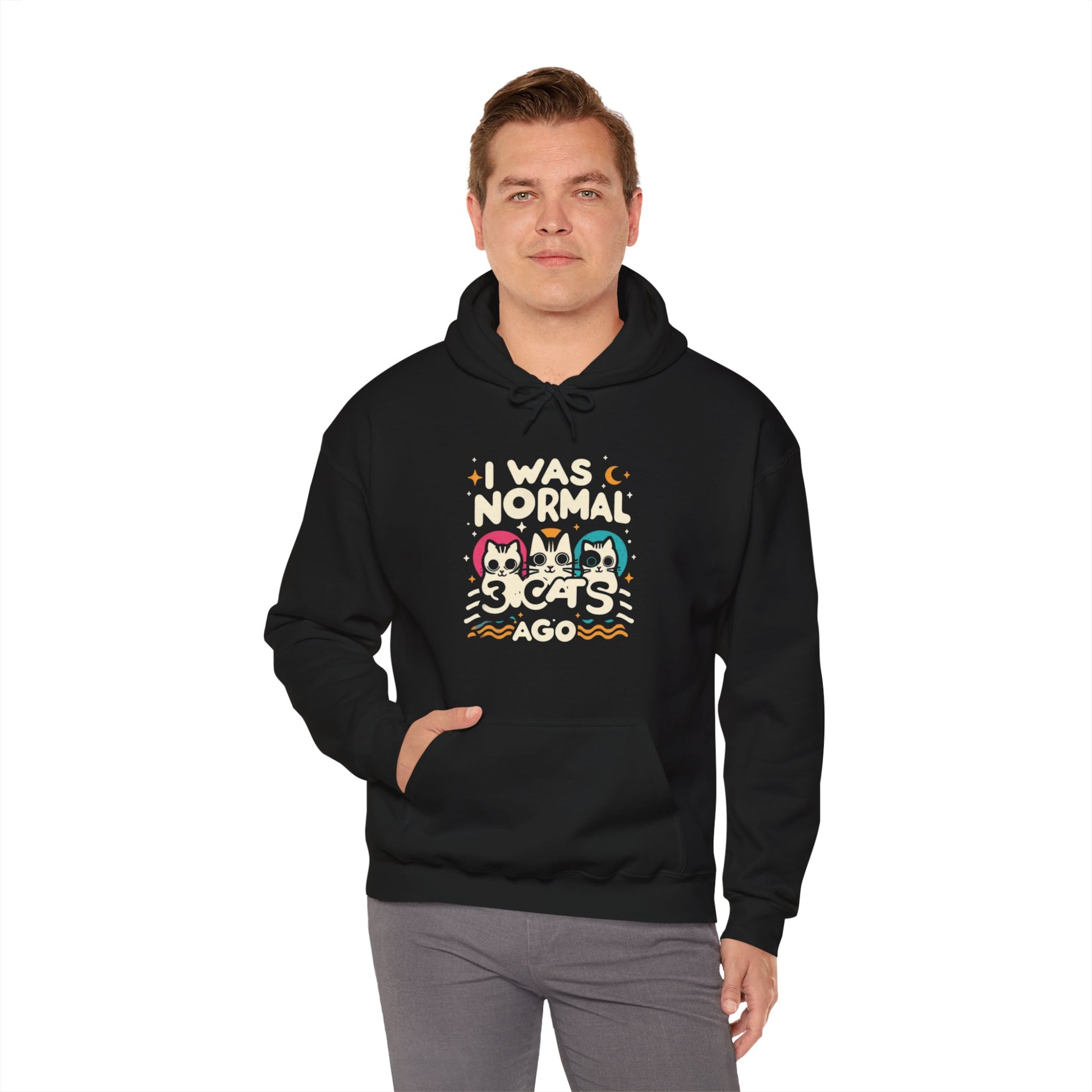 I Was Normal 3 Cats Ago Unisex Heavy Blend Hoodie