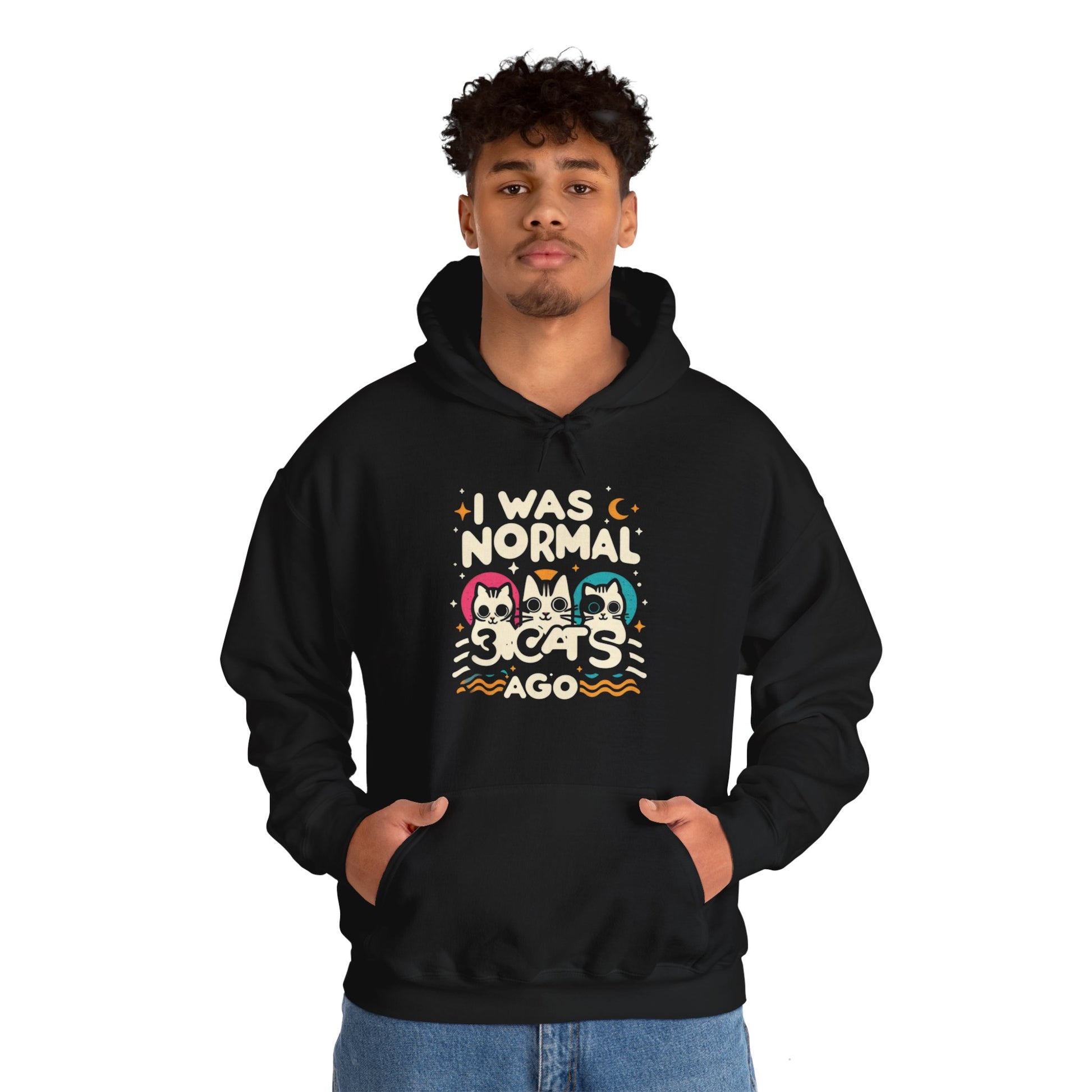 I Was Normal 3 Cats Ago Unisex Heavy Blend Hoodie