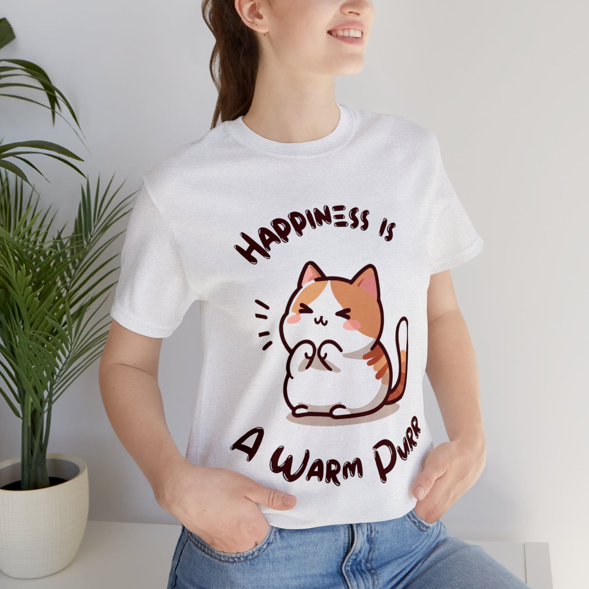 Happiness is a Warm Purr, Unisex Jersey -Shirt