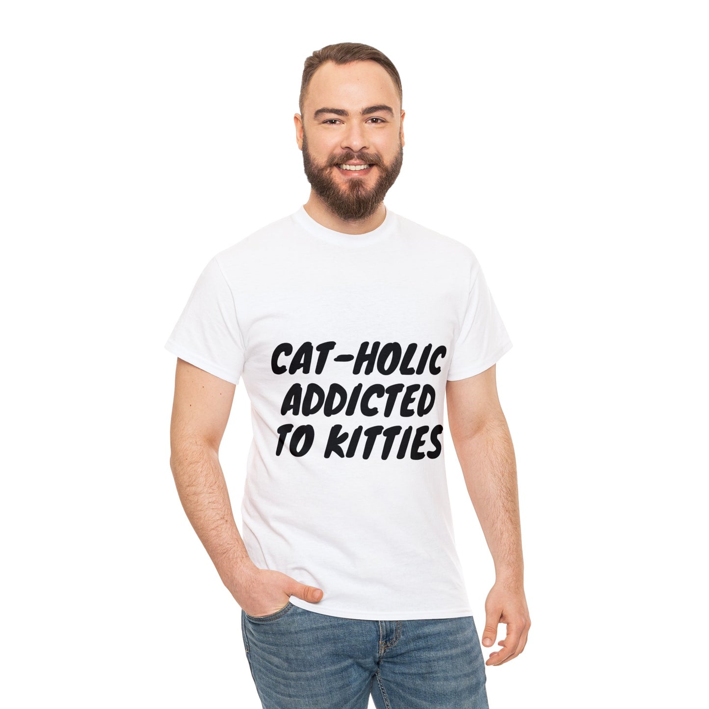 Cat – Holic Addicted to Kitties Unisex Heavy Cotton T-Shirt