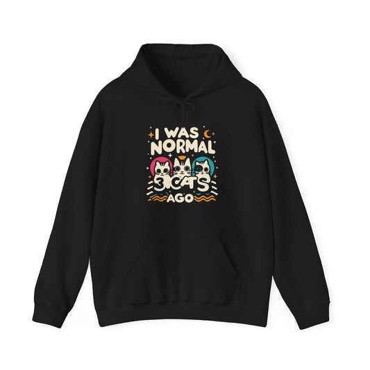 I Was Normal 3 Cats Ago Unisex Heavy Blend Hoodie