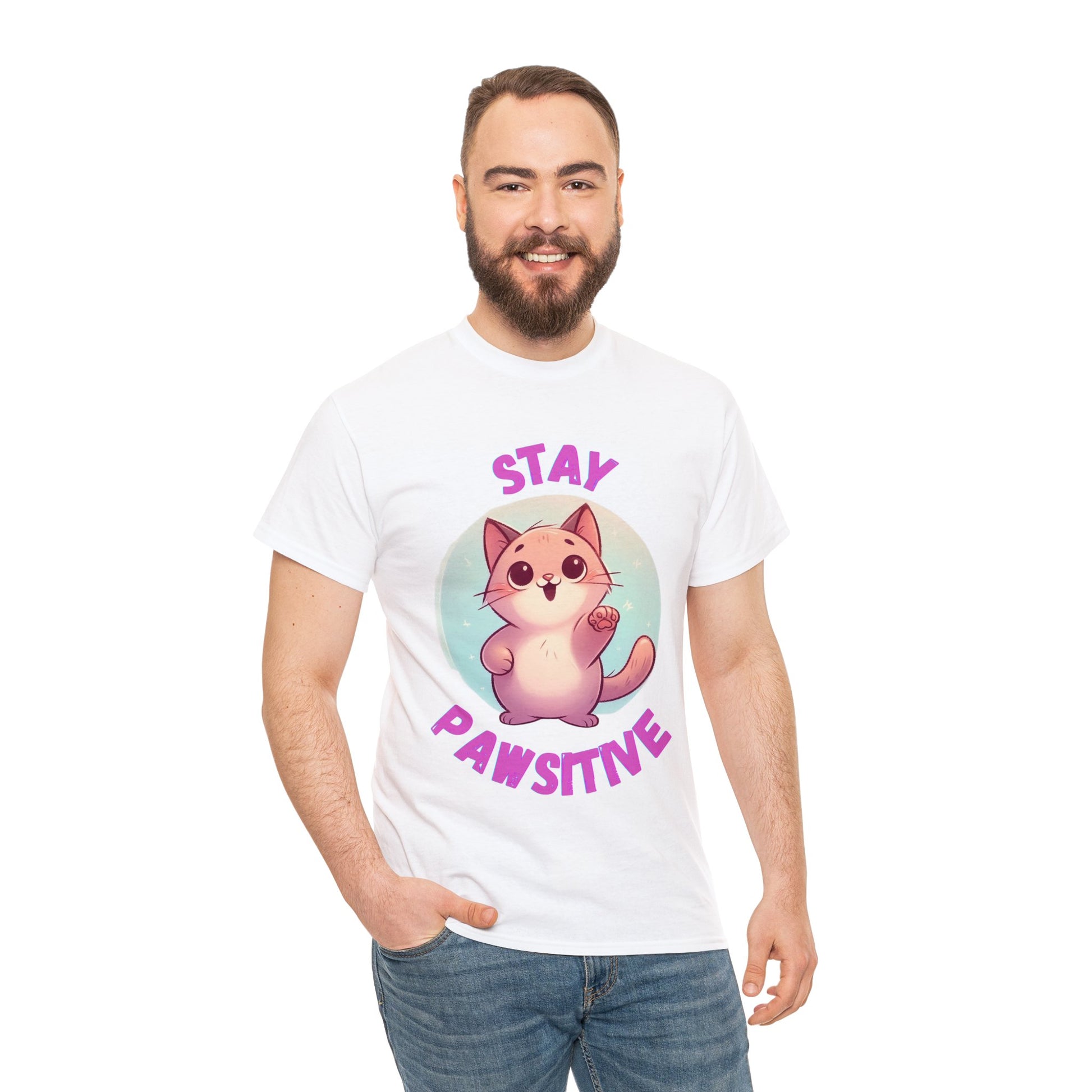 Stay Pawsitive Unisex Cotton T-Shirt