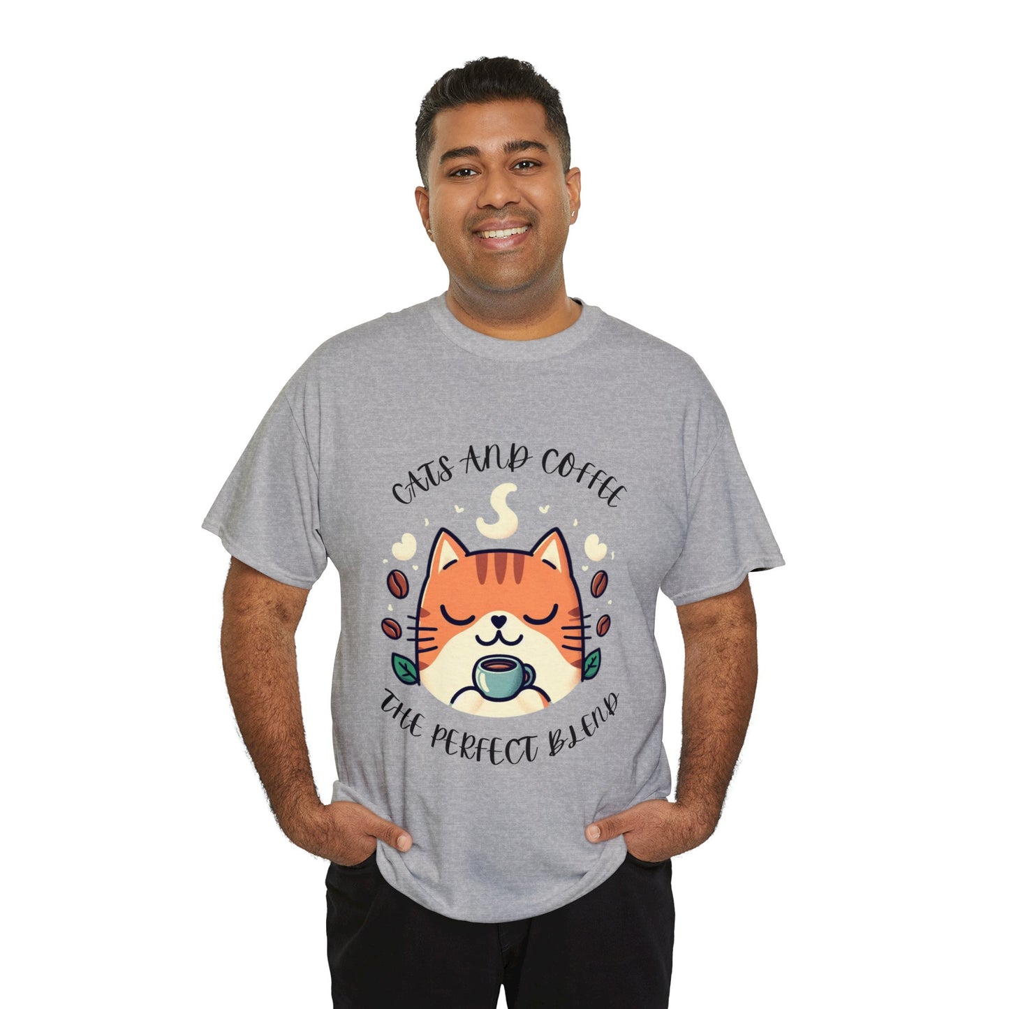 Cats and Coffee the Perfect Blend, Unisex Heavy Cotton T-Shirt