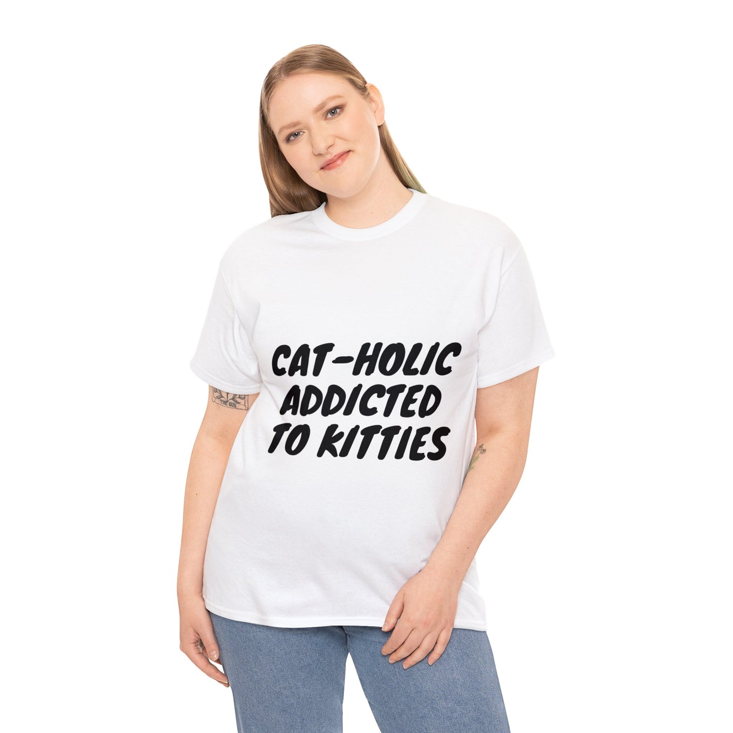 Cat – Holic Addicted to Kitties Unisex Heavy Cotton T-Shirt