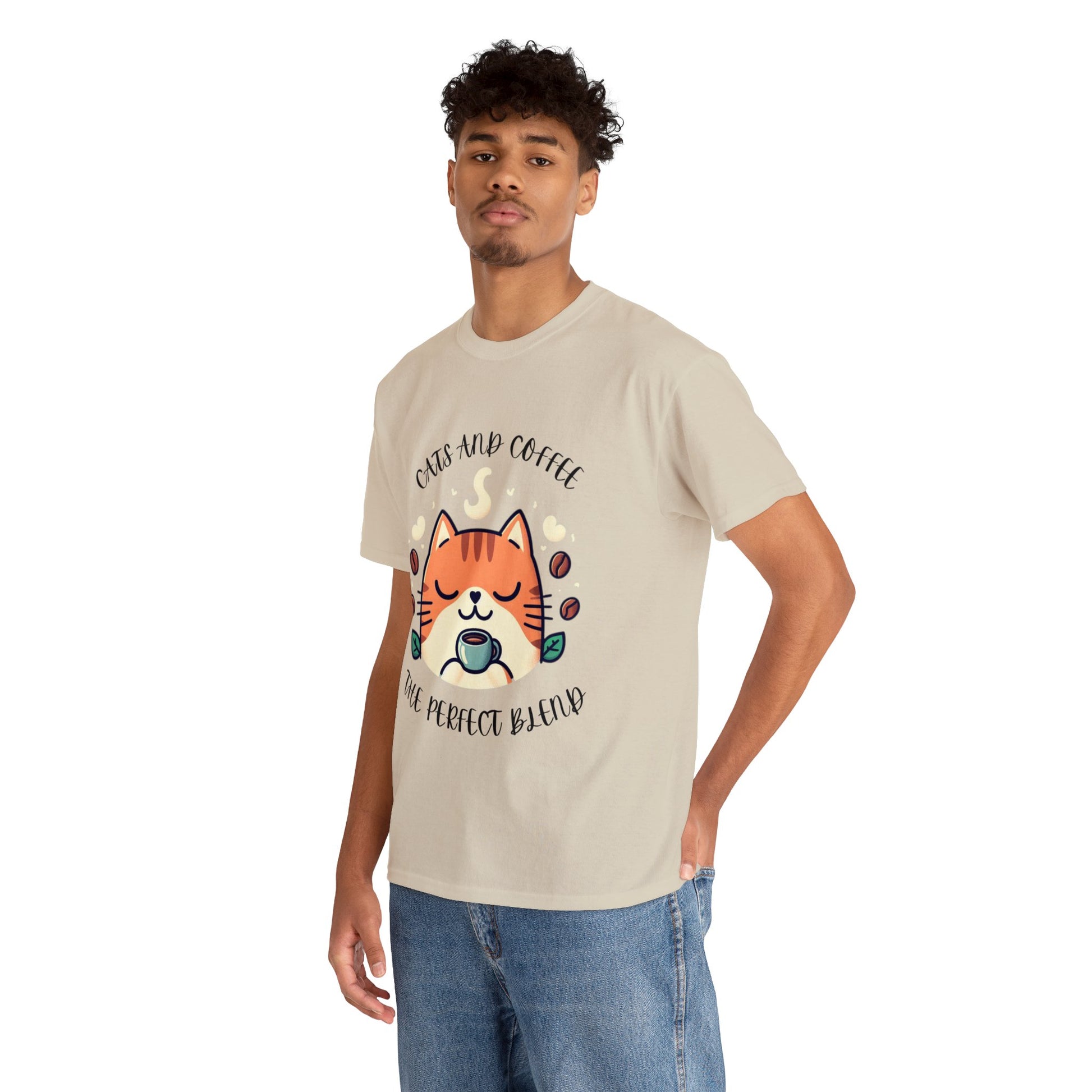 Cats and Coffee the Perfect Blend Unisex Cotton T-Shirt  