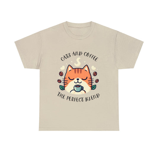 Cats and Coffee the Perfect Blend Unisex Cotton T-Shirt  