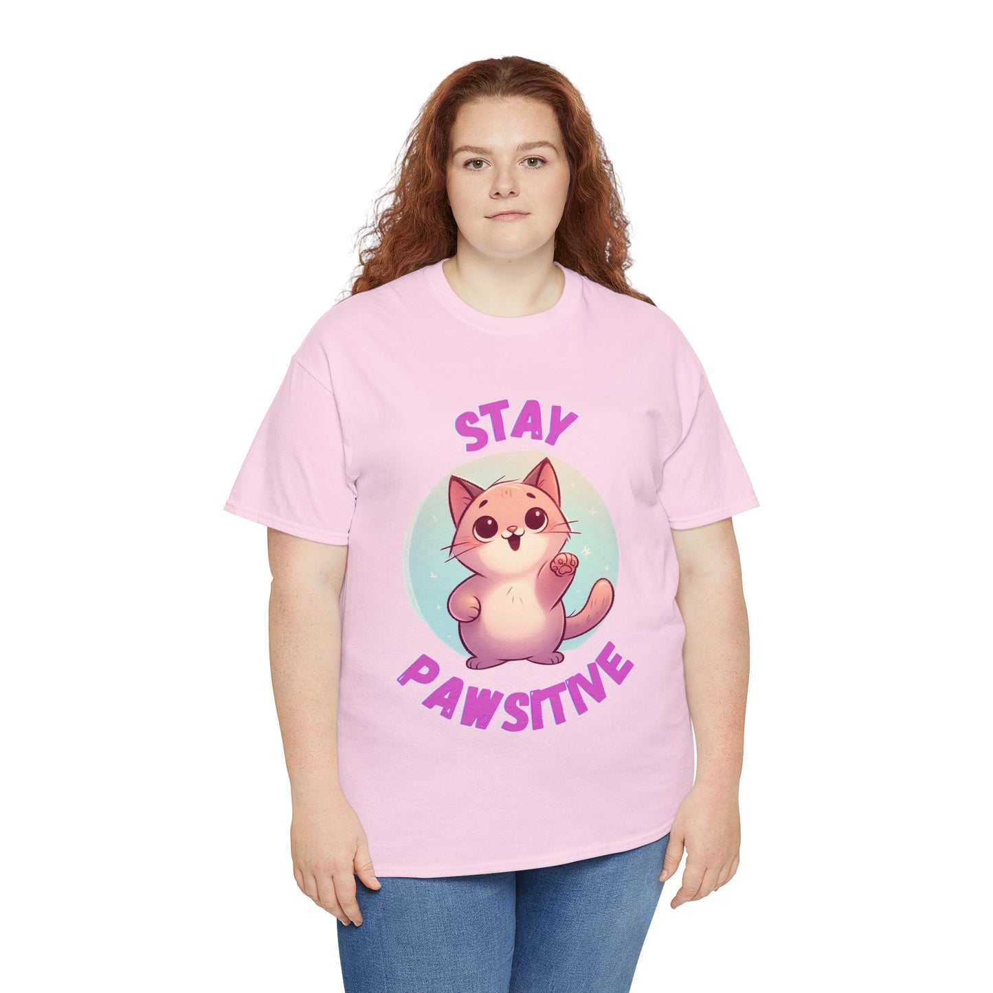 Stay Pawsitive, Unisex Heavy Cotton T-Shirt