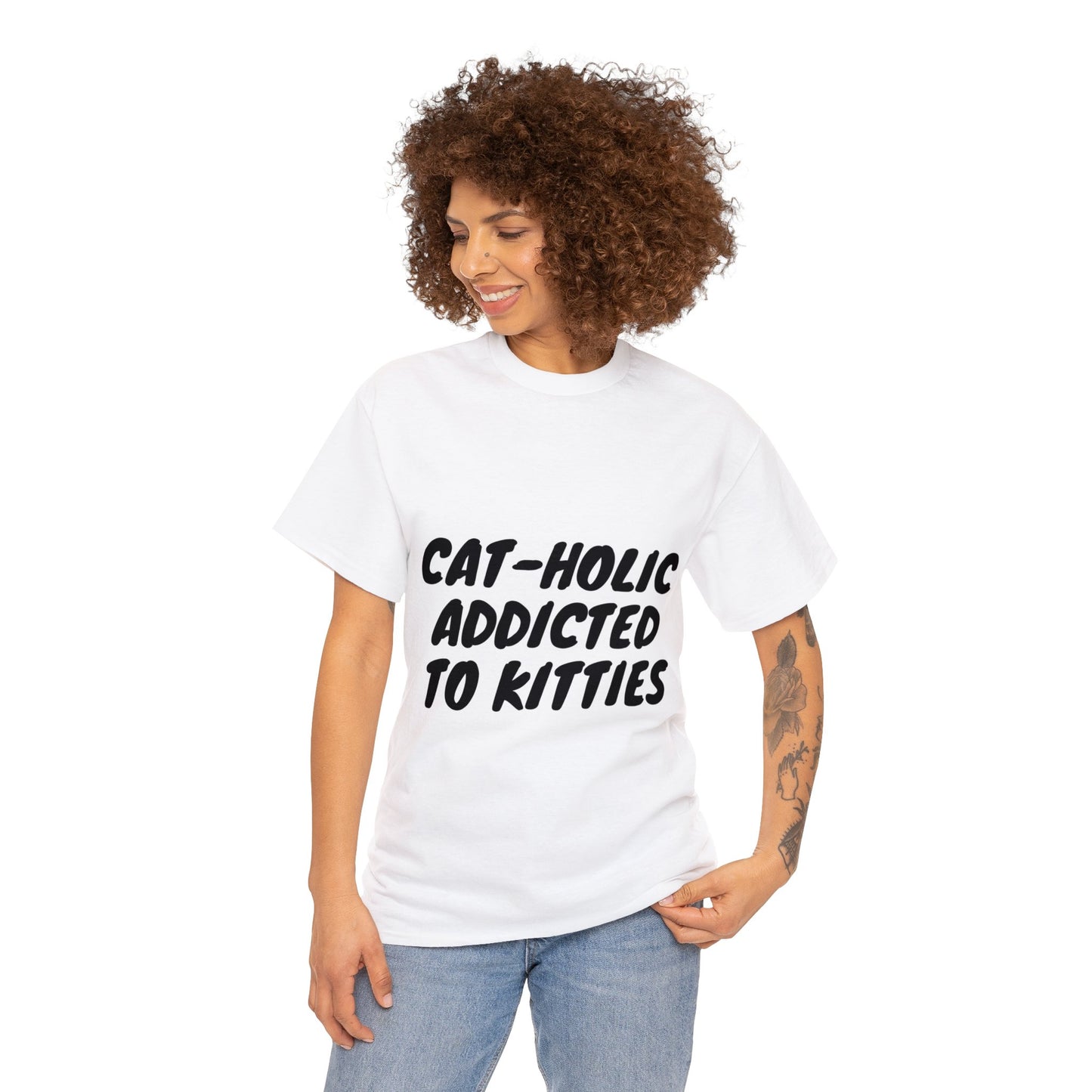 Cat – Holic Addicted to Kitties Unisex Heavy Cotton T-Shirt